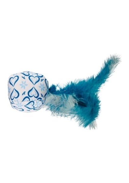 Flamingo Mavi Tüylü Top Kedi Oyuncağı 12X5X16 cm