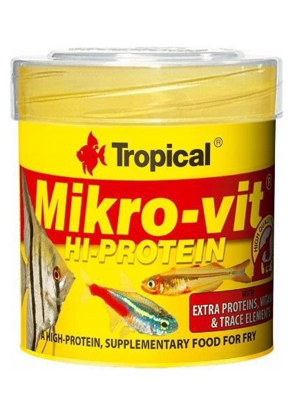 Tropical Mikro-Vit Hı-Protein Yavru Balıklar Için Yüksek Proteinli Balık Yemi 50 ml 32 gr