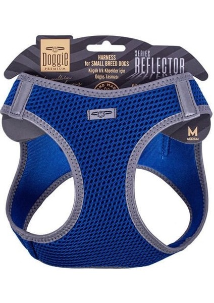 Doggie Havalı Dokuma Reflektör Küçük Irk Köpek Göğüs Tasması Medium Mavi 38-44 cm