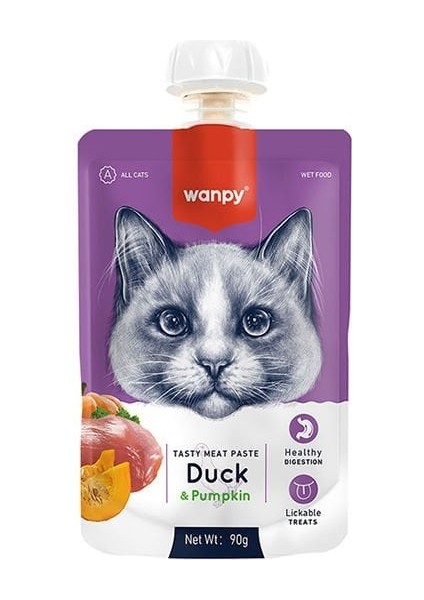Wanpy Taze Ördekli ve Bal Kabaklı Et Ezmesi Doğal Kedi Ödülü 90 gr fiyatları