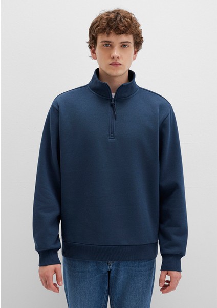 Yarı Fermuarlı Lacivert Basic Sweatshirt 0S10278-70490 modelleri