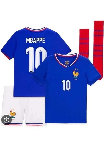 Fransa 2024/25 Yeni Sezon Kylian Mbappe Çocuk Forması Şort Çorap 3'lü SET32 modelleri