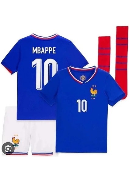 Fransa 2024/25 Yeni Sezon Kylian Mbappe Çocuk Forması Şort Çorap 3'lü SET32 indirimleri