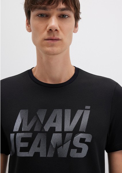 Mavi Logo Baskılı Siyah Tişört 0610260-900