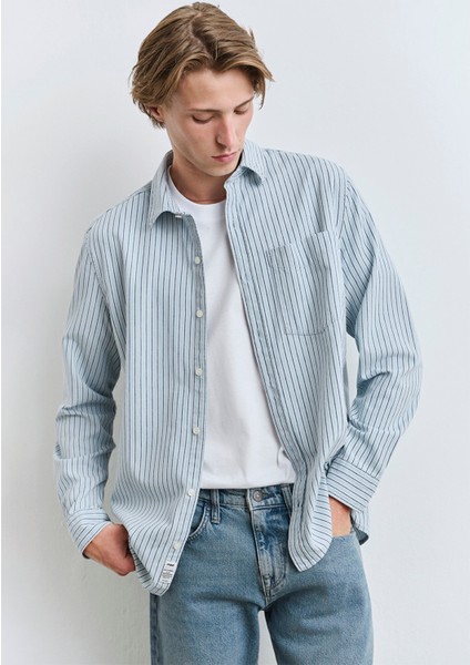 Çizgili Mavi Gömlek 0211696-90915