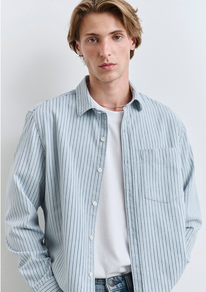 Çizgili Mavi Gömlek 0211696-90915 fiyatları