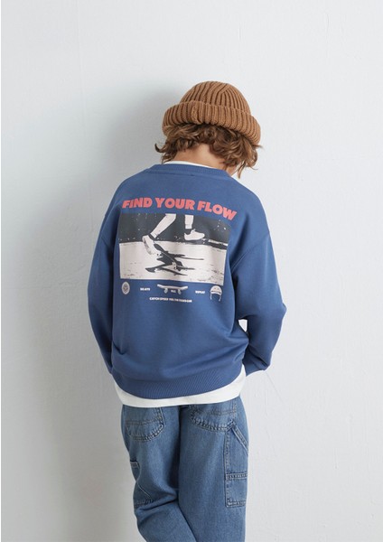 Baskılı Mavi Sweatshirt 6S10128-86702 indirimleri