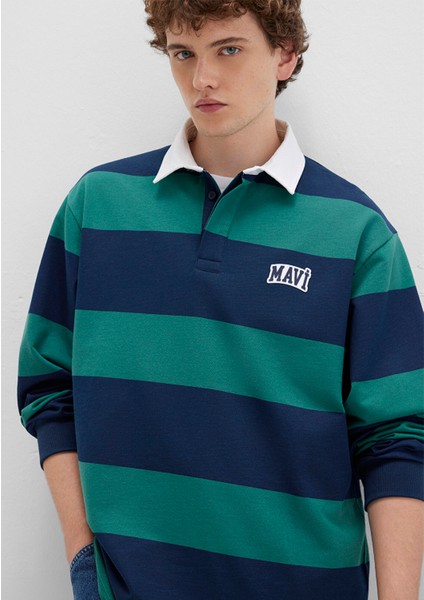 Mavi Logo Çizgili Lacivert Sweatshirt 0S10371-70497