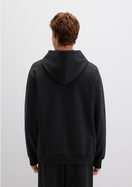 Mvjns Baskılı Kapüşonlu Siyah Sweatshirt 0S10346-900 fırsatları