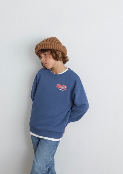 Baskılı Mavi Sweatshirt 6S10128-86702 modelleri