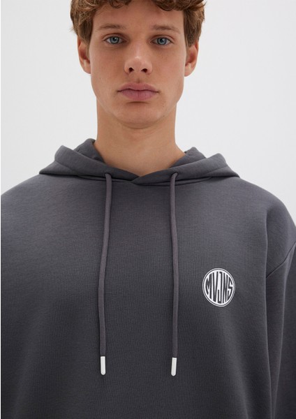Mvjns Logo Baskılı Kapüşonlu Antrasit Sweatshirt 0611786-80106 indirimleri