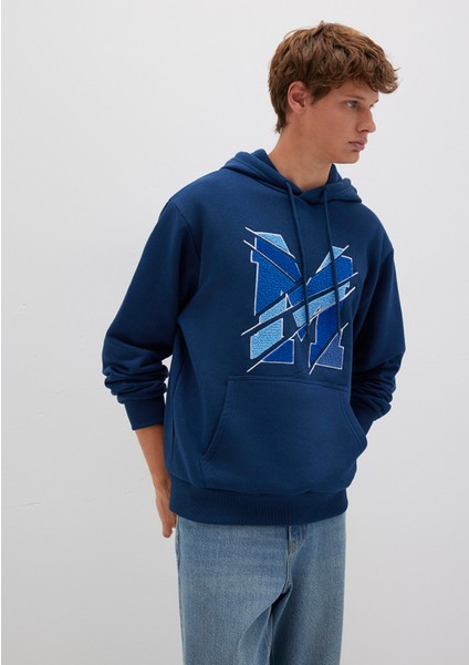 M Logo Baskılı Kapüşonlu Lacivert Sweatshirt 0S10106-89353 fiyatları