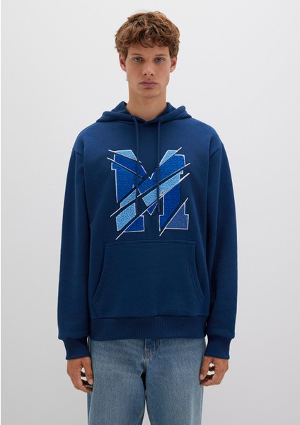 M Logo Baskılı Kapüşonlu Lacivert Sweatshirt 0S10106-89353 fırsatları