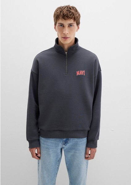 Mavi Logo Baskılı Yarı Fermuarlı Antrasit Sweatshirt 0S10208-80106 modelleri