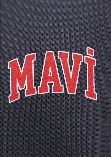 Mavi Logo Baskılı Yarı Fermuarlı Antrasit Sweatshirt 0S10208-80106