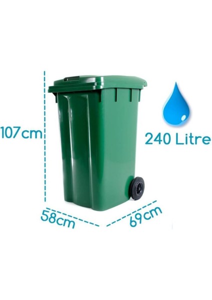 SY-6511 Eko Tekerlekli Kapaklı Plastik Çöp Konteyneri 240 Lt Yeşil fiyatları