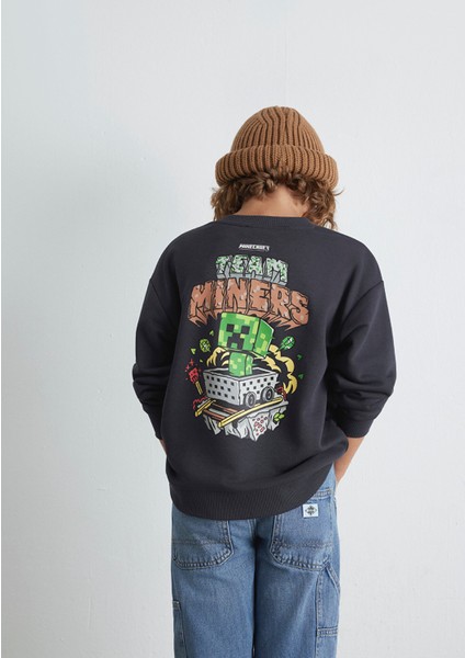 Minecraft Baskılı Antrasit Sweatshirt 6S10129-70087 fiyatları