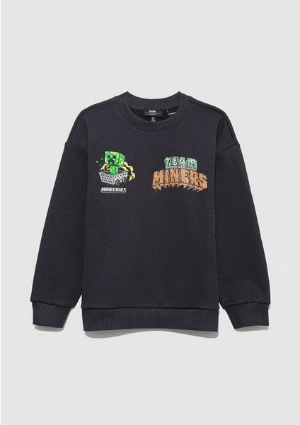 Minecraft Baskılı Antrasit Sweatshirt 6S10129-70087 indirimleri