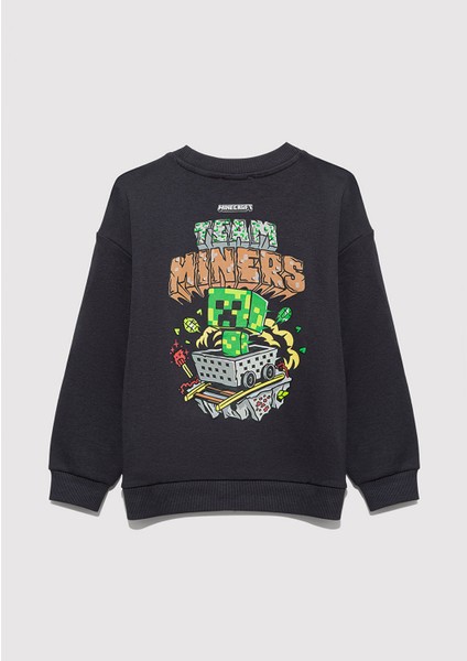 Minecraft Baskılı Antrasit Sweatshirt 6S10129-70087
