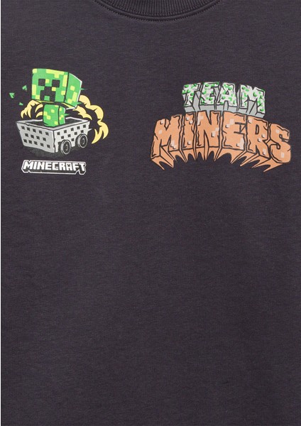 Minecraft Baskılı Antrasit Sweatshirt 6S10129-70087