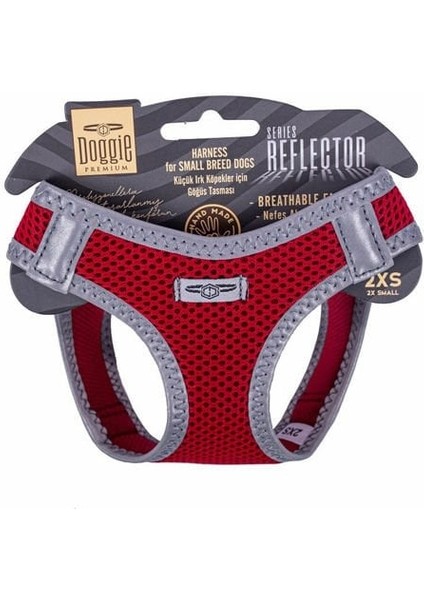Doggie Havalı Dokuma Reflektör Küçük Irk Köpek Göğüs Tasması Xxsmall Kırmızı 26-30 cm