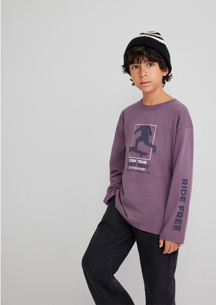 Baskılı Mor Tişört 6610366-70656 fiyatları