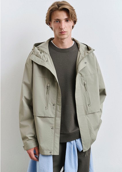 Kapüşonlu Yeşil Ceket 0110551-71484