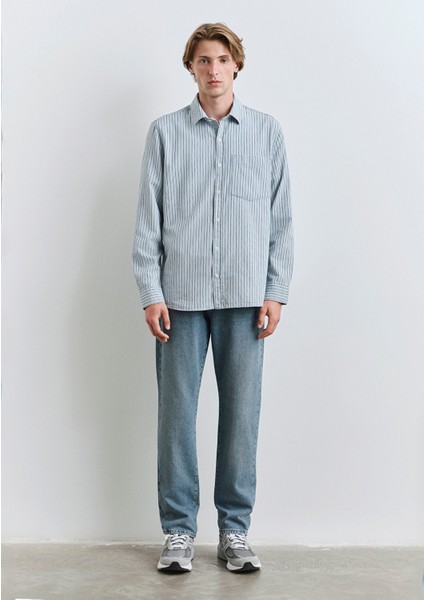 Çizgili Mavi Gömlek 0211696-90915 modelleri
