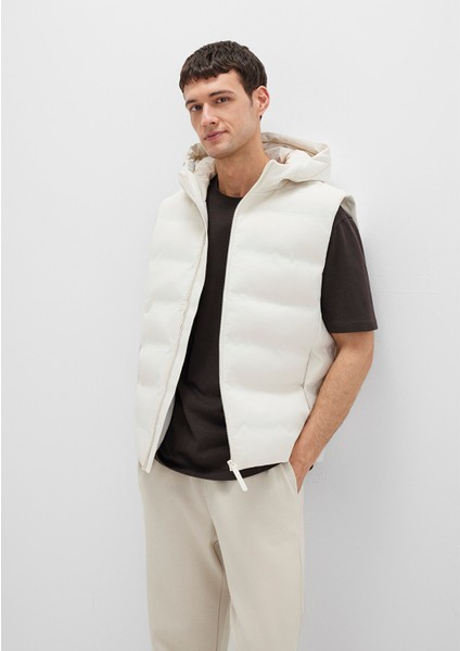 Kapüşonlu Ekru Şişme Yelek 0110619-70134