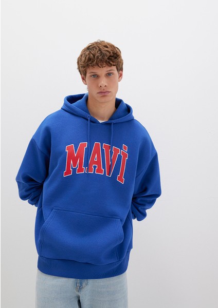 Mavi Logo Baskılı Kapüşonlu Mavi Sweatshirt 067149-70907 fiyatları