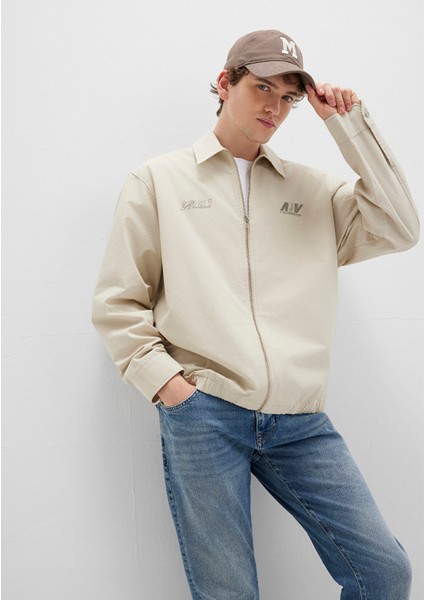 MV Baskılı Ekru İnce Ceket 0211690-70065