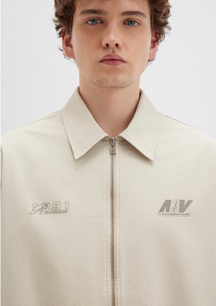 MV Baskılı Ekru İnce Ceket 0211690-70065