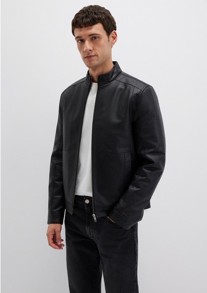 Siyah Suni Deri Ceket 0110548-71379 fiyatları