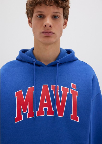 Mavi Logo Baskılı Kapüşonlu Mavi Sweatshirt 067149-70907 indirimleri