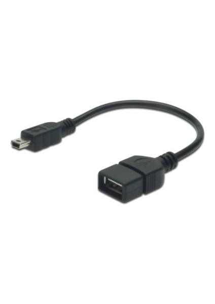 USB On-The-Go (Otg) Kablosu, 0,20 Metre, Awg 28, USB A, Dişi - Mini USB B, 5-Pin, Erkek