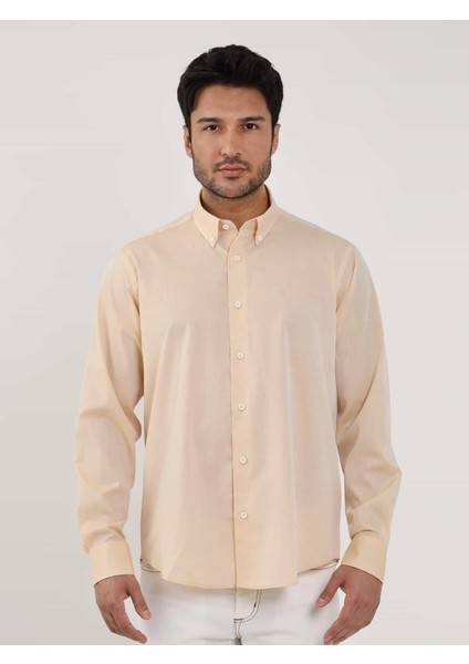Somon Erkek Regular Fit Düz Brent Düğmeli Yaka Uzun Kol Gömlek - 102239