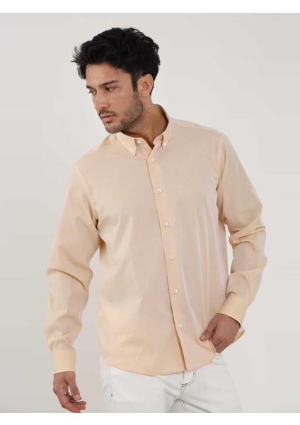 Somon Erkek Regular Fit Düz Brent Düğmeli Yaka Uzun Kol Gömlek - 102239