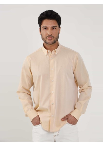 Somon Erkek Regular Fit Düz Brent Düğmeli Yaka Uzun Kol Gömlek - 102239
