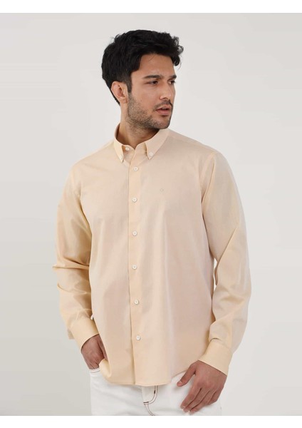 Somon Erkek Regular Fit Düz Brent Düğmeli Yaka Uzun Kol Gömlek - 102239