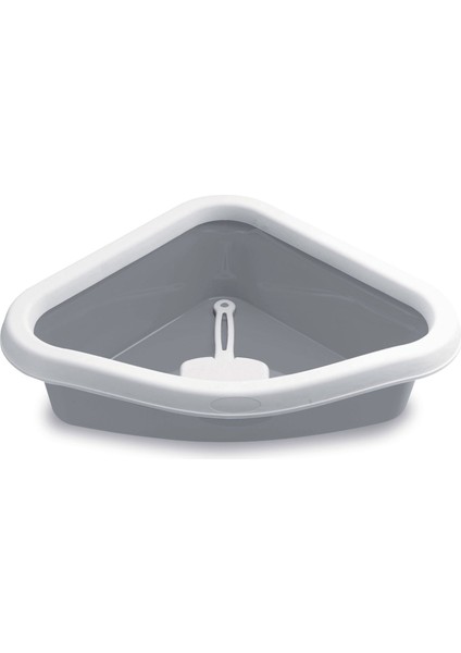 Stefanplast Sprint Corner Köşeli Açık Kedi Tuvaleti Beyaz/gri 56X40X14 cm