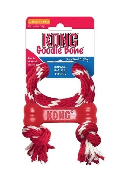 Kong Goodie Bone Kemik Şeklinde Ip Sallantılı Köpek Oyuncağı Medium Kırmızı