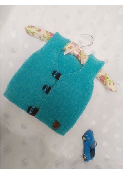 Erkek Bebek Yelek Mavi Kadife modelleri