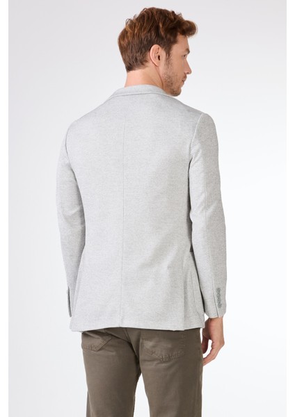 Haki Erkek Slim Fit Armürlü Mono Yaka Ceket