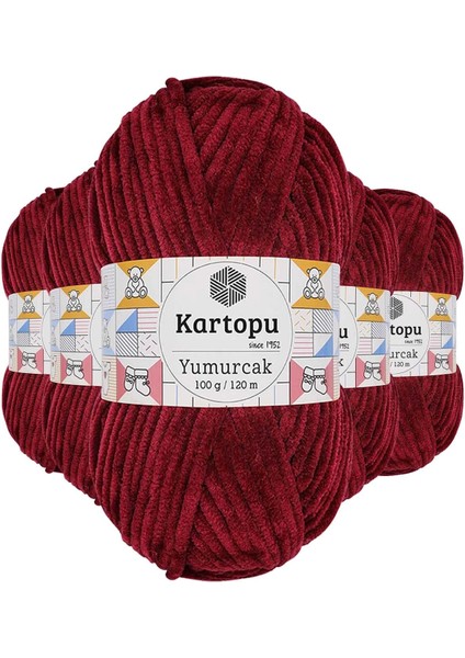 5 Adet Yumurcak Kadife El Örgü Ipi Vişne Çürüğü K106