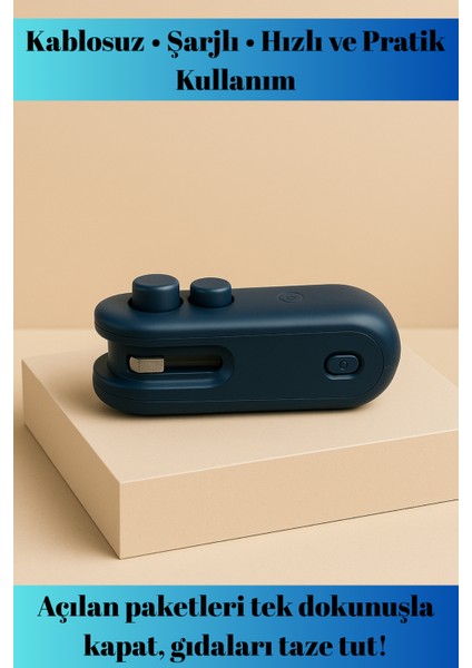 Manyetik Mini Şarjlı Poşet Mühürleme Makinesi – Type-C Şarjlı, 300MAH, 16W