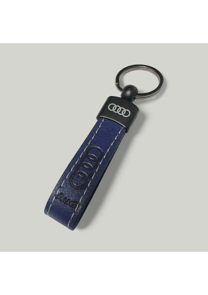 Audi Yazılı ve Logolu Anahtarlık (Lacivert) Termo Deri