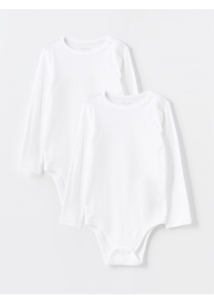 Yeni Sezon Bisiklet Yaka Basic Erkek Bebek Citcitli Bodysuit 2'li - W49163Z1