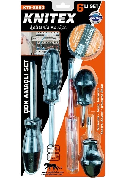 6pcs Tornavida - Çok Amaçlı Set Tornavida - Topaç Tornavida - Kontrol Kalem - Elektrik Bant (4887)