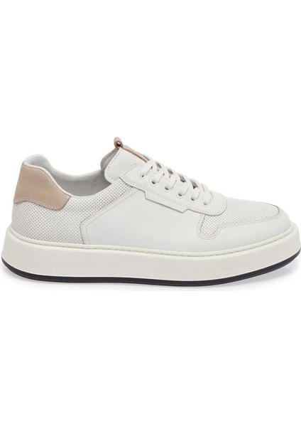 Beyaz Hakiki Nubuk Deri Erkek Sneaker - E24I1AY56807-A26