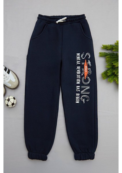 3 Iplik Stay Strong Baskılı Erkek Çocuk Jogger Eşofman Altı